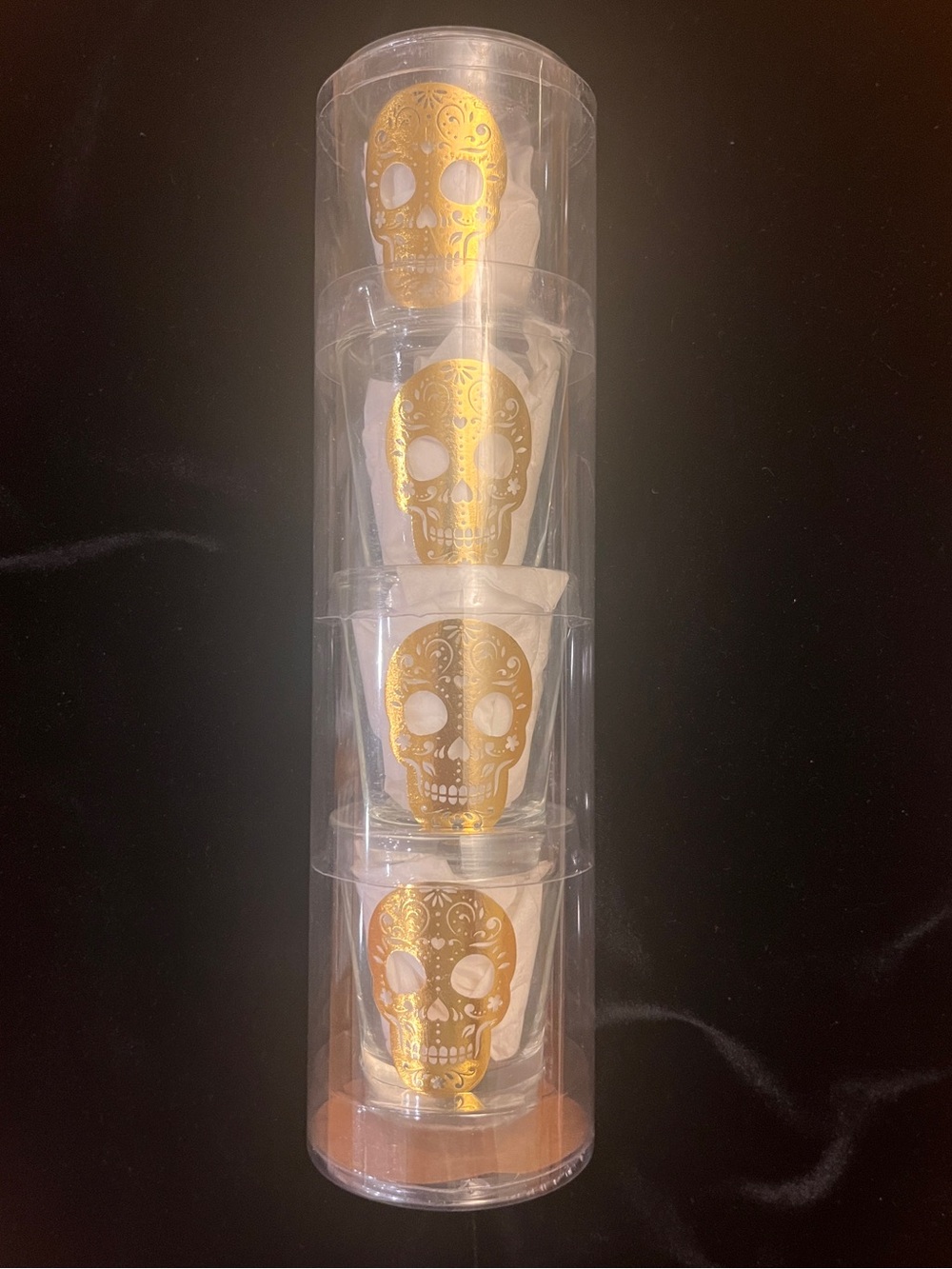 Gold Sugar Skull Party Cups Shot Glasses SET OF 4 Home Party Supplies NWT